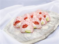 РОЛЛ В РИСОВОЙ БУМАГЕ СО СЛАБОСОЛЕНЫМ ЛОСОСЕМ И КРЕВЕТКОЙ 1000591 - фото 4649